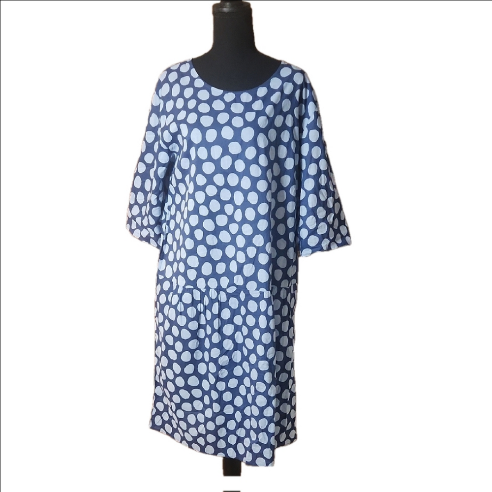 Gudrum Sjoden Blue Polka Dot Dress, Size Small